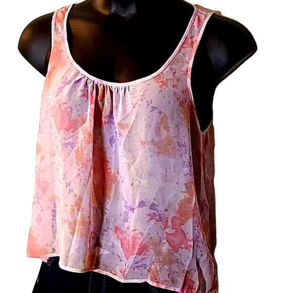 I Love H81 Women's Sleeveless Floral Blouse - Size Large Flowy Sheer Top - Picture 3 of 8